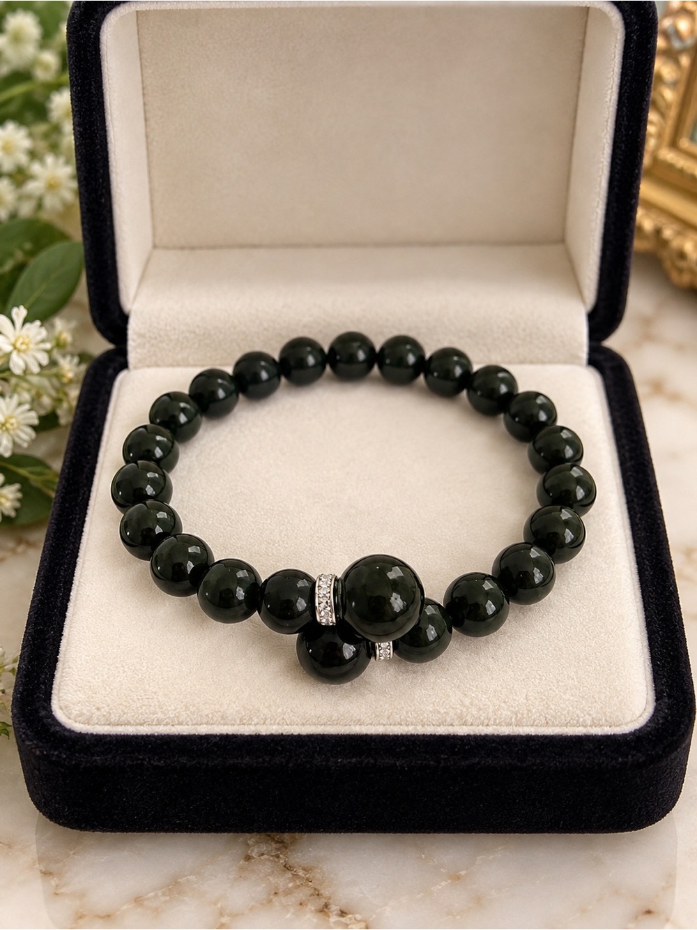 NWOT Glass or Better Beaded Bracelet with Rhinestone Accents